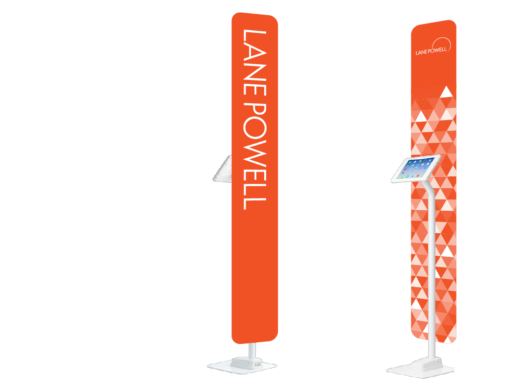 ipad kiosk design: vertical branded banner